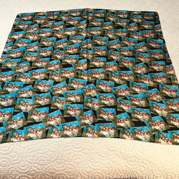 Silk scarf Classic- black background with apple still life paintings silk - Picture 1 of 7